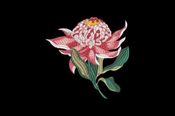 Blossom of Fire: A Fiery Embroidery Design