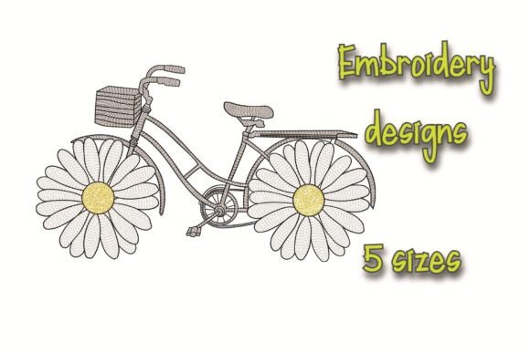 Chamomile Bike Embroidery: A Floral Delight