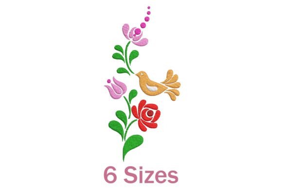 Charming Flower with Bird Embroidery Design