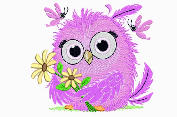Charming Funny Owl with Flowers for Business