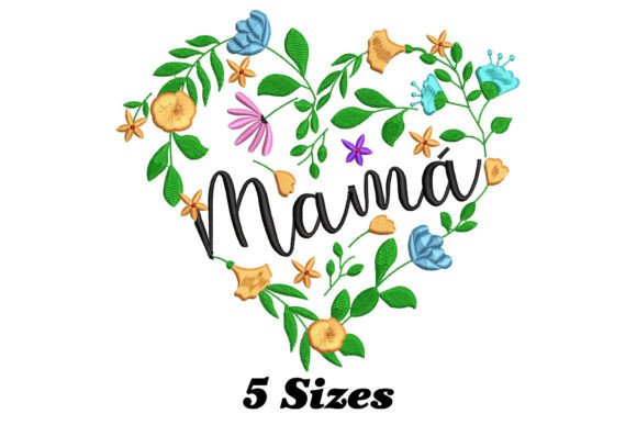 Charming Mama Heart with Flowers Embroidery