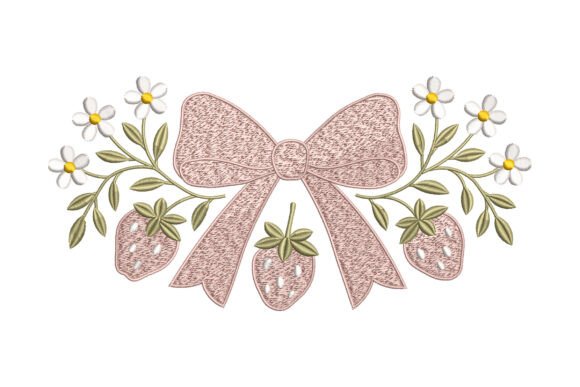 Charming Pink Bow with Strawberries and Flowers
