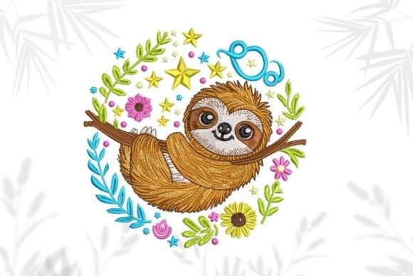 Charming Sloth Embroidery Design for Handmade Gifts