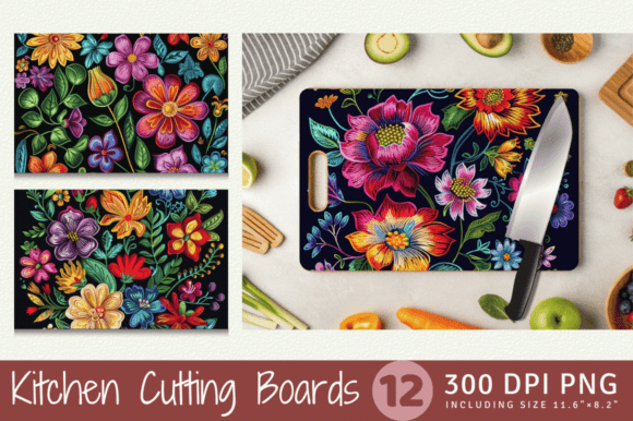 Floral Charm for Your Kitchen: Embroidery Cutting Boards