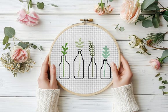 Green Plants Cross Stitch for Etsy Sellers