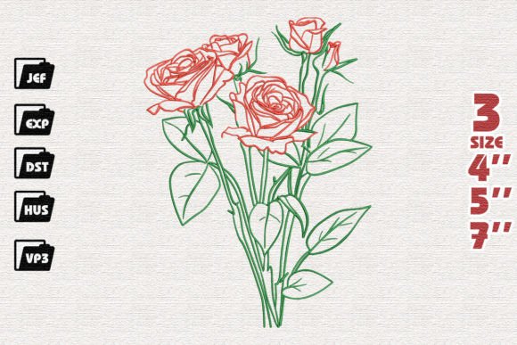 Roses Bouquet: A Timeless Elegance in Embroidery