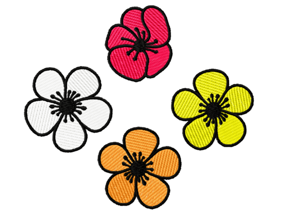 Vibrant Colorful Flower Embroidery Designs